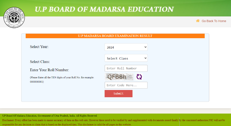 Up Madarsa Board Result 2024